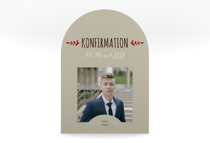 Danksagung Konfirmation Branch mittlere Bogen-Karte + Foto rot