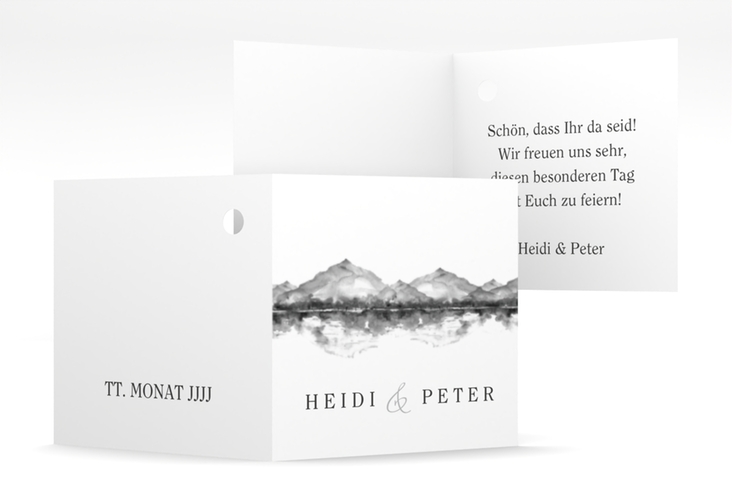 Geschenkanhänger Hochzeit Bergliebe Geschenkanhänger 10er Set grau mit Gebirgspanorama für Berghochzeit