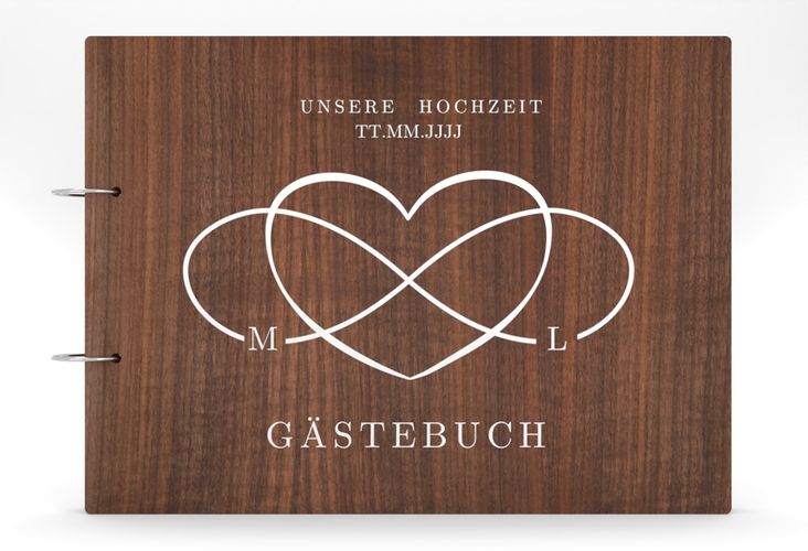 Gästebuch Holzcover Nussbaum Infinity Holz-Cover, bedruckt