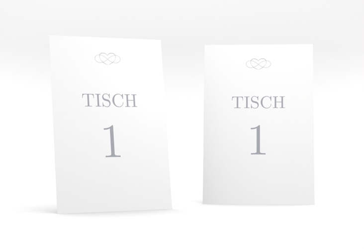 Tischnummer Hochzeit Infinity Tischaufsteller grau hochglanz