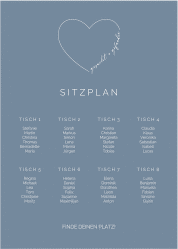 Klick: Details zu Sitzplan Poster Hochzeit "Lebenstraum" anzeigen Sitzplan Poster Hochzeit Lebenstraum 50 x 70 cm Poster blau