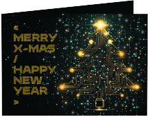 Klick: Details zu Geschäftliche Weihnachtskarte "Mikrochip" anzeigen Geschäftliche Weihnachtskarte Mikrochip A6 Klappkarte quer schwarz