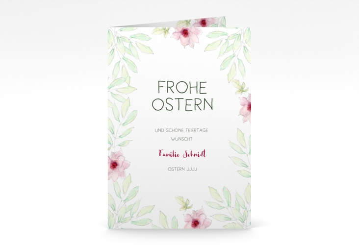 Osterkarte Ostergarten A6 Klappkarte hoch weiss