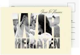 Antwortkarte Hochzeit Letters A6 Postkarte beige