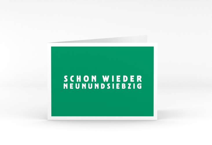 Einladung 80. Geburtstag Gag A6 Klappkarte quer gruen
