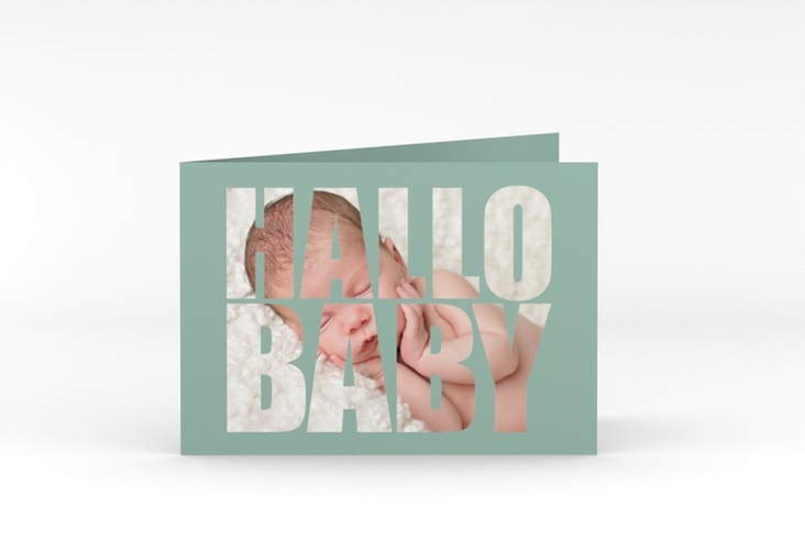 Geburtskarte Wunderlich A6 Klappkarte quer gruen hochglanz