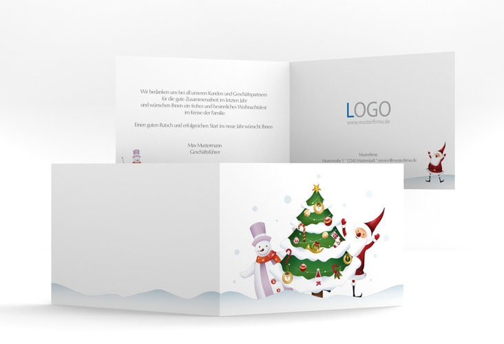 Business-Weihnachtskarte Happychristmas A6 Klappkarte quer hochglanz