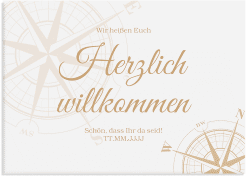 Willkommensschild Leinwand Windrose 70 x 50 cm Leinwand beige