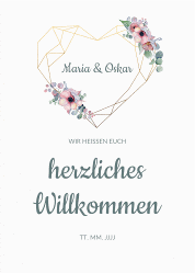 Klick: Details zu Willkommensschild Poster "Herzgold" anzeigen Willkommensschild Poster Herzgold 50 x 70 cm Poster weiss
