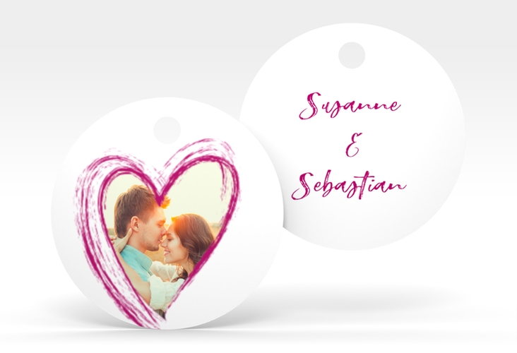 Geschenkanhänger Hochzeit Liebe Geschenkanhänger, rund pink