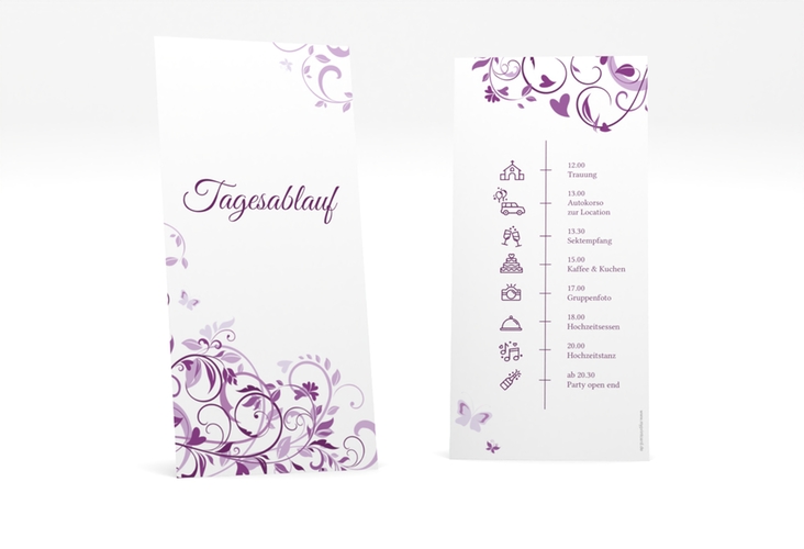 Tagesablauf Hochzeit Lilly lange Karte hoch lila
