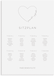 Klick: Details zu Sitzplan Leinwand Hochzeit "Lebenstraum" anzeigen Sitzplan Leinwand Hochzeit Lebenstraum 50 x 70 cm Leinwand weiss