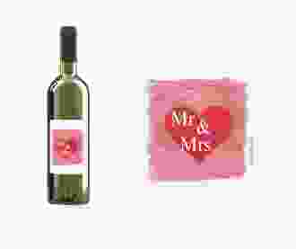 Etichette vino matrimonio collezione Fuerteventura Etikett Weinflasche 4er Set rosa