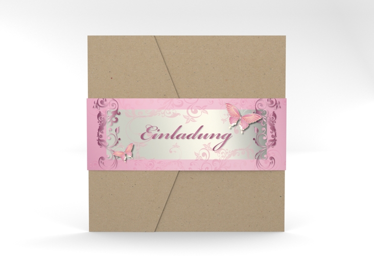 Hochzeitseinladung Toulouse Pocketfold rosa hochglanz