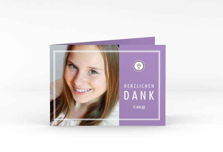 Danksagung Konfirmation Poculum A6 Klappkarte quer lila