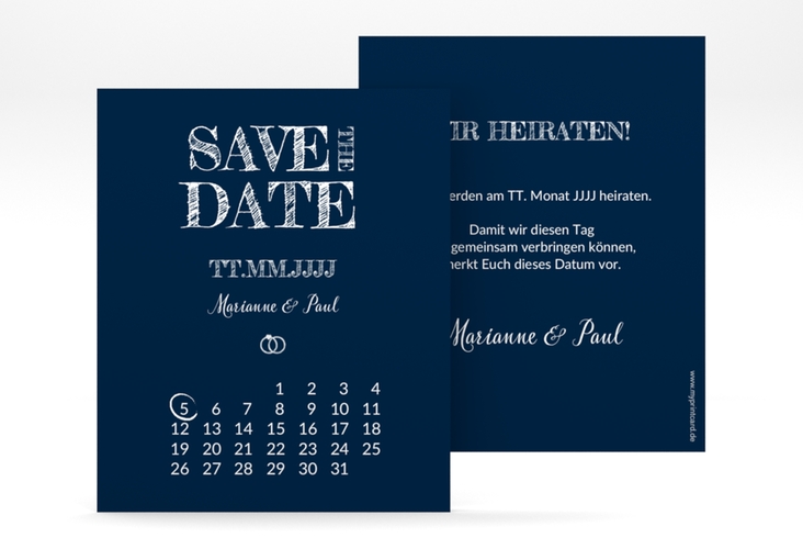 Save the Date-Kalenderblatt Rise Kalenderblatt-Karte blau hochglanz