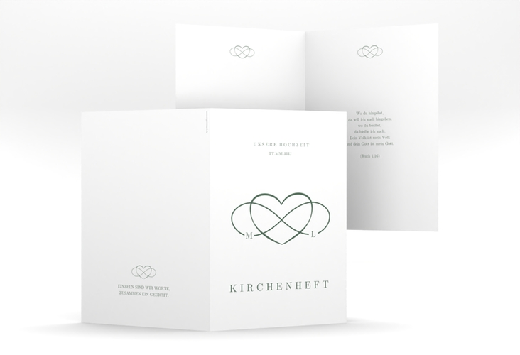 Kirchenheft Hochzeit Infinity A5 Klappkarte hoch gruen hochglanz