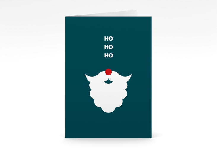Business-Weihnachtskarte Hohoho A6 Klappkarte hoch humorvoll mit Nikolausbart