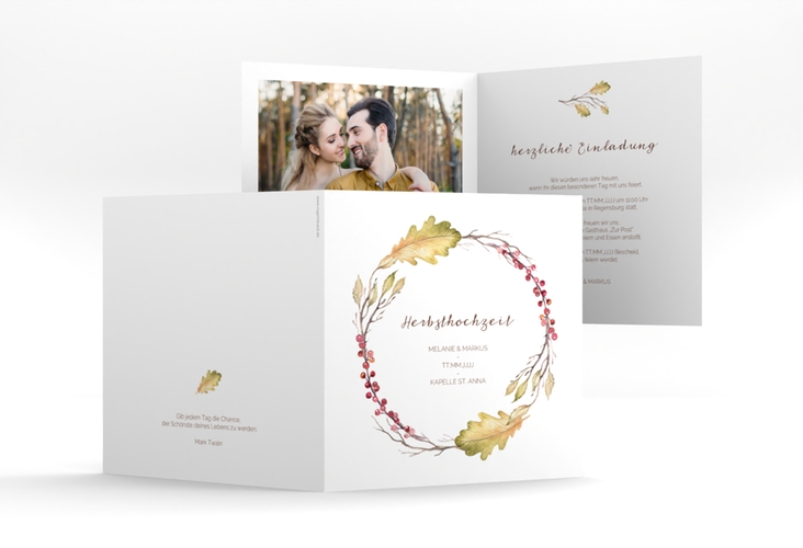Hochzeitseinladung Herbsthochzeit quadr. Klappkarte