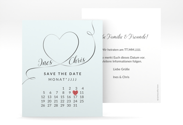 Save the Date-Kalenderblatt Dolce Kalenderblatt-Karte tuerkis hochglanz