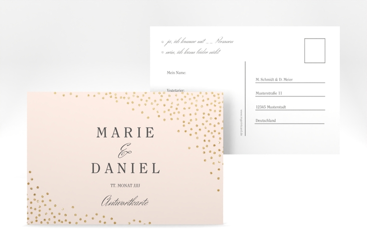 Antwortkarte Glitter A6 Postkarte rosa