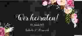 Hochzeitseinladung Flowers Einsteckkarte schwarz mit bunten Aquarell-Blumen