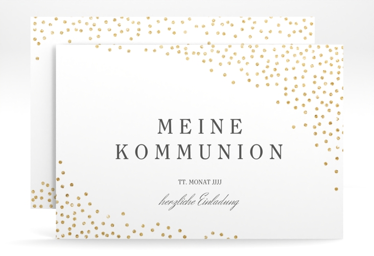 Einladung Kommunion Glanzvoll A6 Karte quer weiss hochglanz