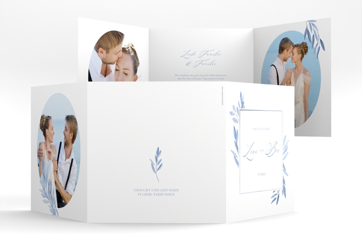 Dankeskarte Hochzeit Classicblue quadr. Doppel-Klappkarte weiss