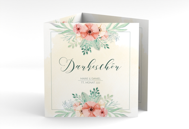 Dankeskarte Hochzeit Surfinia quadr. Doppel-Klappkarte apricot