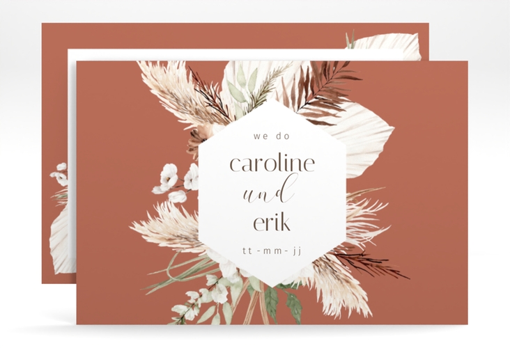 Save the Date-Karte Bohemian A6 Karte quer orange hochglanz