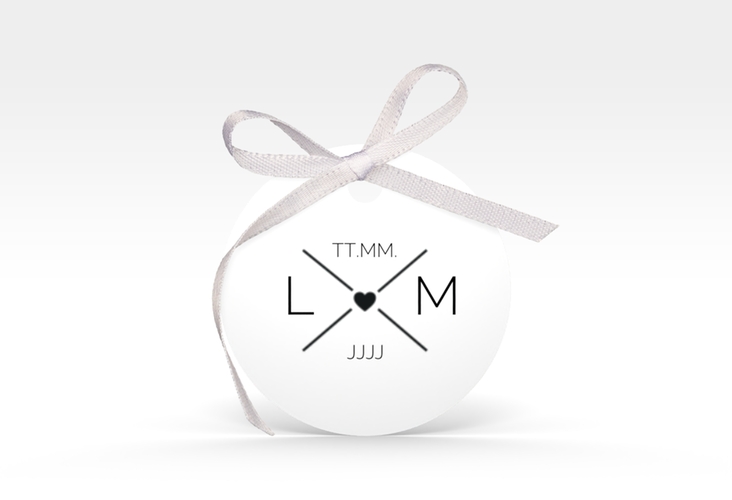 Geschenkanhänger Hochzeit Initials Geschenkanhänger, rund mit Initialen im minimalistischen Design