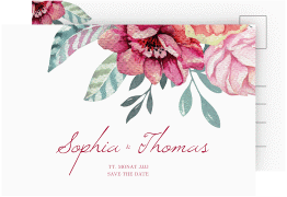 Klick: Details zu Save the Date-Postkarte "Blooming" anzeigen Save the Date-Postkarte Blooming A6 Postkarte weiss
