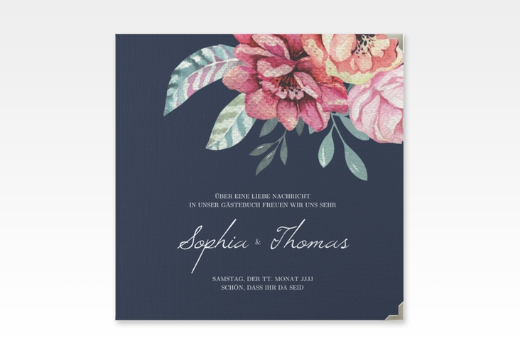 Gästebuch Selection Hochzeit Blooming Leinen-Hardcover blau
