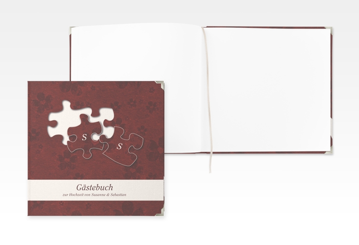 Gästebuch Selection Hochzeit Ravensburg Leinen-Hardcover rot mit zwei Puzzleteilen