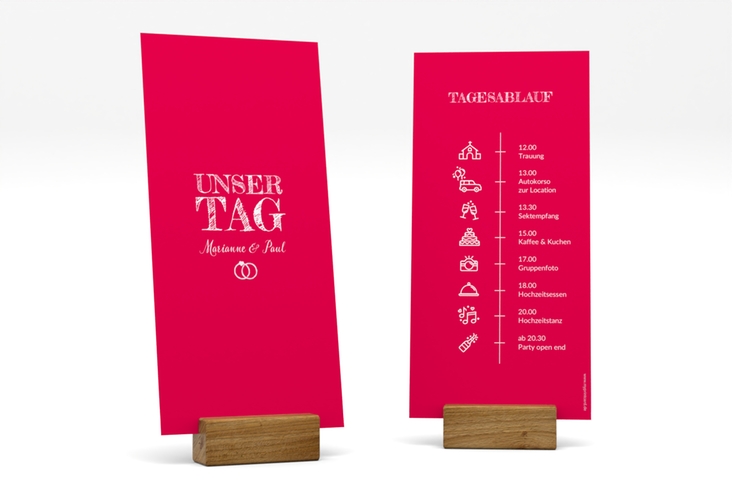 Tagesablauf Hochzeit Rise lange Karte hoch pink