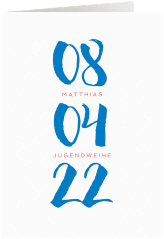 Einladung Jugendweihe Dies A6 Klappkarte hoch blau