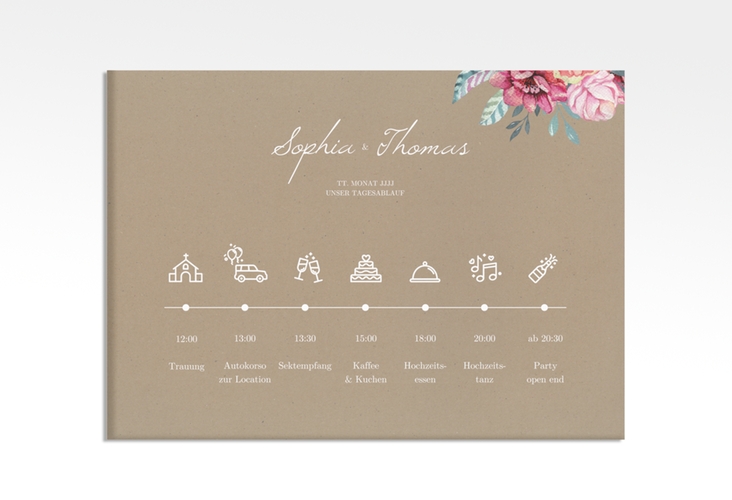 Tagesablauf Leinwand Hochzeit Blooming 70 x 50 cm Leinwand