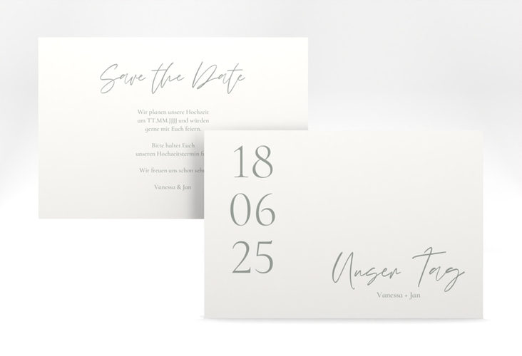Save the Date-Karte Day A6 Karte quer weiss mit Datum im minimalistischen Design
