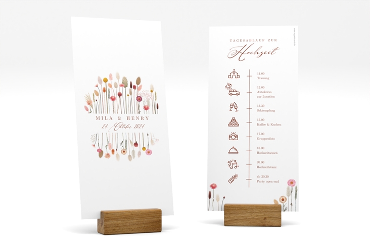 Tagesablauf Hochzeit Driedflower lange Karte hoch hochglanz