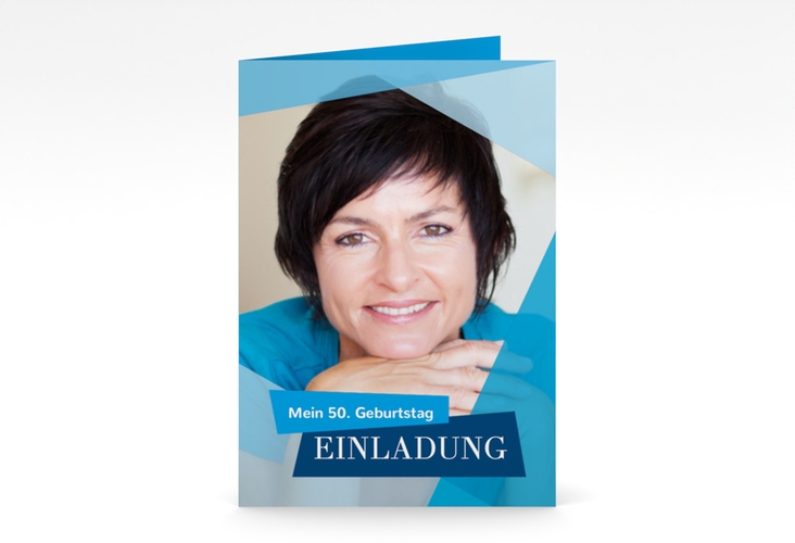 Einladung 50. Geburtstag Shapes A6 Klappkarte hoch