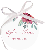 Klick: Details zu Geschenkanhänger Hochzeit "Blooming" anzeigen Geschenkanhänger Hochzeit Blooming Geschenkanhänger, rund weiss
