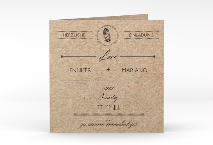 Hochzeitseinladung Colorado quadr. Klappkarte Kraftpapier hochglanz