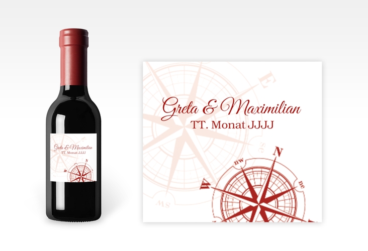 Piccoloetikett Hochzeit Windrose Etikett Piccolo rot