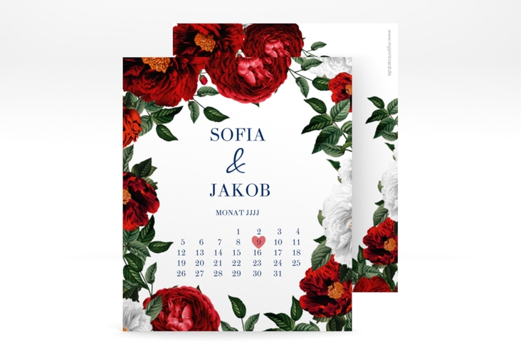 Save the Date-Kalenderblatt Florista Kalenderblatt-Karte weiss