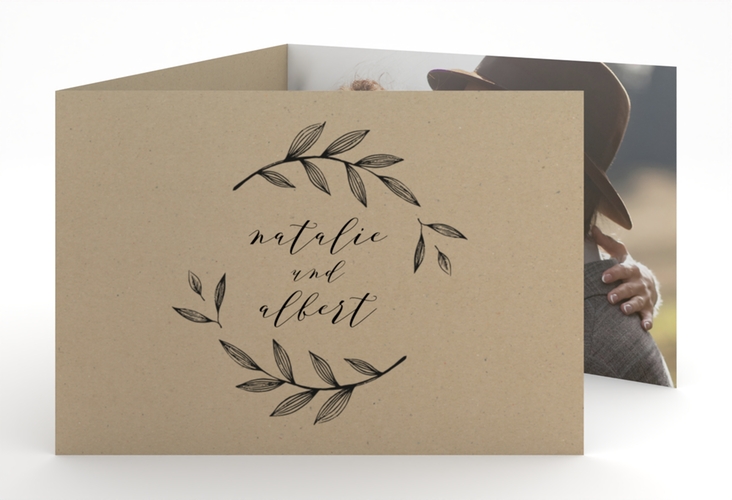 Hochzeitseinladung Naturelove A6 Doppel-Klappkarte schwarz hochglanz