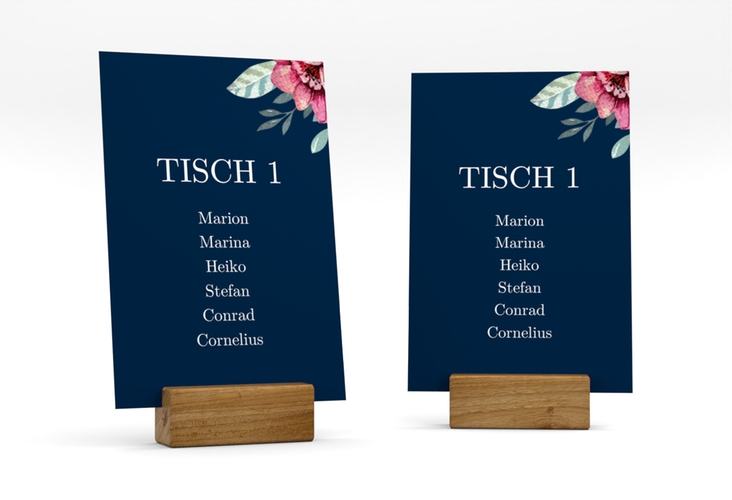 Tischaufsteller Hochzeit Blooming Tischaufsteller blau