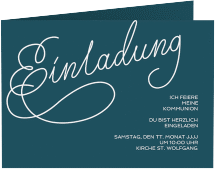 Kommunionseinladung Bloom A6 Klappkarte quer blau