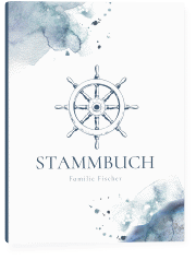 Klick: Details zu Stammbuch A5 "Steuerrad" anzeigen Stammbuch A5 Steuerrad Stammbuch A5 blau in maritimen Blautönen