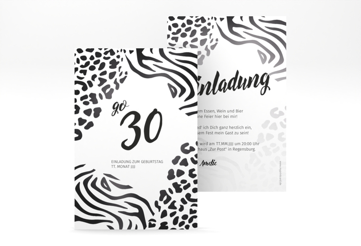 Einladung 30. Geburtstag Wild A6 Karte hoch