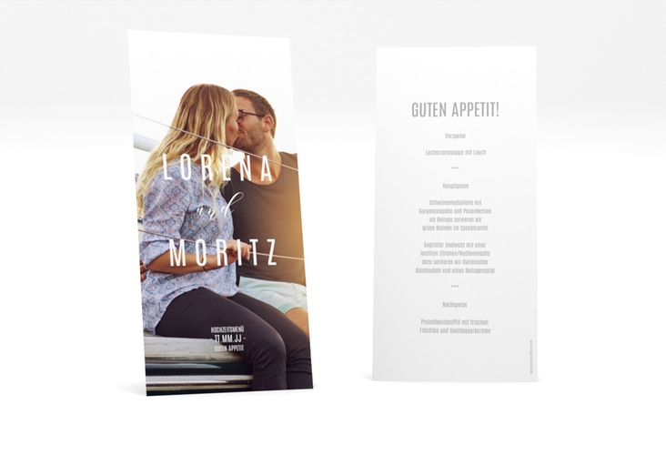 Menükarte Hochzeit Memory lange Karte hoch